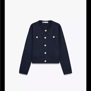 Zara Dark Blue Cardigan with Gold Buttons